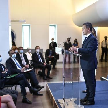 French Interior Minister Gerald Darmanin delivers a speech on the state of terrorism threat at the French General Directorate for Internal Security (DGSI) in Paris, Monday Aug. 31, 2020. © 2020 Stephen de Sakutin, Pool via AP