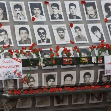 A human rights exhibition on Iran during the international campaign to demand justice for the victims of the 1988 massacre, held near the French National Assembly in Paris, November 14, 2017.