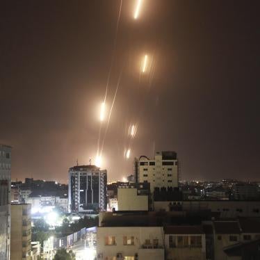 Rockets launched from the Gaza Strip towards Israel.