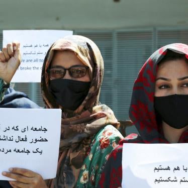 Women gather to demand their rights under Taliban rule during a protest in Kabul, Afghanistan on September 3, 2021.
