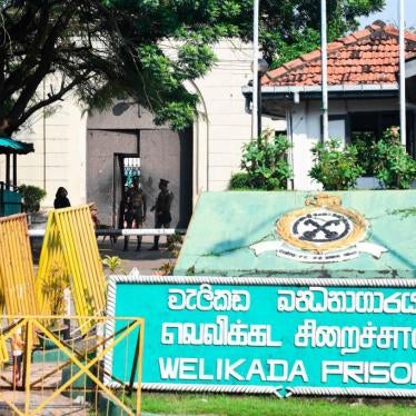 Prison guards at the main entrance of Welikada prison in Colombo, Sri Lanka, November 2019.