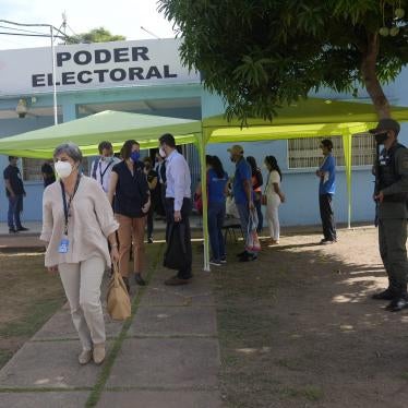Isabel Santos, front, member of the European Parliament and Chief Observer of the 2021 EU Election Observation Mission to Venezuela, leaves the National Electoral Council headquarters before regional elections in Ciudad Bolivar, Venezuela on November 17, 2021.