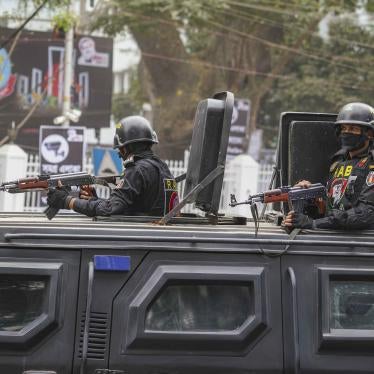 RAB members in front of Central Shaheed Minar in Dhaka, Bangladesh, February 20, 2021.