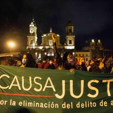 Members of the Pro-Abortion movement 'Causa Justa por el Aborto' take part during the International Day for the Elimination of Violence against Women demonstrations