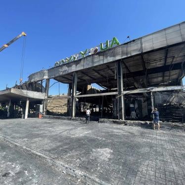 Rescue operations at the site of the missile strike on a shopping center in Kremenchuk, Ukraine.