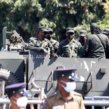 Sri Lankan police and military personnel near the parliament in Colombo, July 19, 2022.