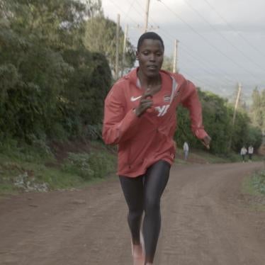 Screenshot from the film Woman of a woman running