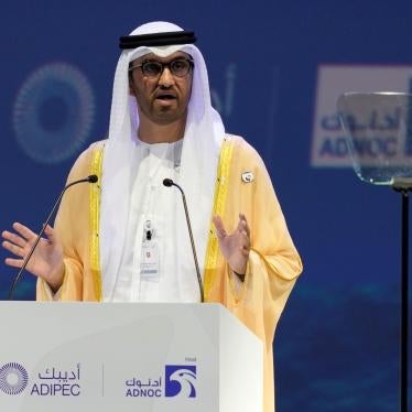UAE Minister of State and CEO of the Abu Dhabi National Oil Co. Sultan Ahmed al-Jaber talks during the Abu Dhabi Sustainability Week's opening ceremony, in Abu Dhabi, United Arab Emirates, January 16, 2023. 