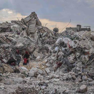 Destruction left by the deadly earthquake that struck Syria and Turkey in Jindires, northwestern Syria on February 11, 2023.