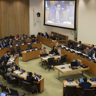Dai Bing (on screen), China's deputy permanent representative to the United Nations, speaks during the opening of the main session of the Fifth Committee of the 77th UN General Assembly.