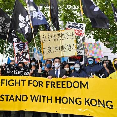 The Hong Kong activist Nathan Law takes part in a demonstration outside the Foreign Office in Berlin, September 1, 2020.