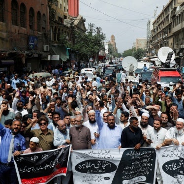People protest against the hikes in fuel prices and electricity billings, in Karachi, Pakistan, August 18, 2023. 