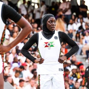 Diaba Konate of team PB18 during the Quai 54 Streetball Tournament in Paris, France, July 2, 2023.