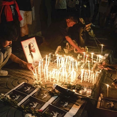 Pro-democracy protesters during a mourning ceremony for Netiporn “Bung” Sanesangkhom, a Thai political activist, outside the Southern Bangkok Criminal Court on May 14, 2024.