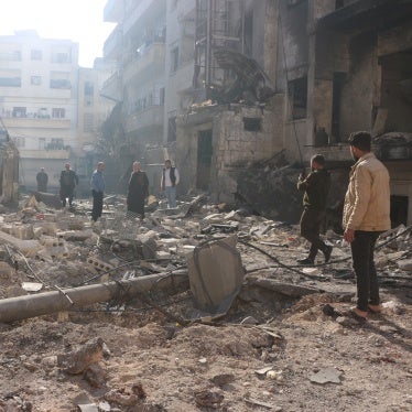 Residential areas are damaged following an airstrike by Syrian Arab Armed Forces on the city center of Idlib, northwestern Syria, December 1, 2024.
