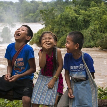 Children at the Khone Phapheng Falls, Laos, December 3, 2019.  