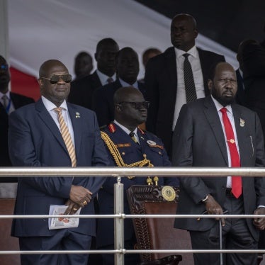 South Sudan's President Salva Kiir, right, and Vice President Riek Machar