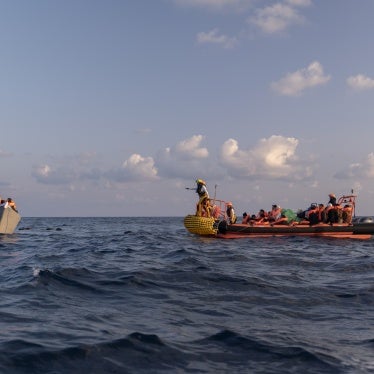 The SOS MEDITERRANEE crew performs a rescue in the central Mediterranean, March 9, 2025. 