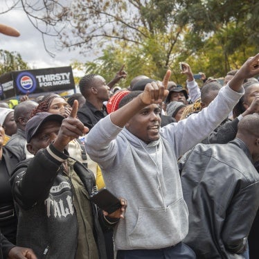 Opposition supporters protest outside a court in Harare, Zimbabwe, June 27, 2024.