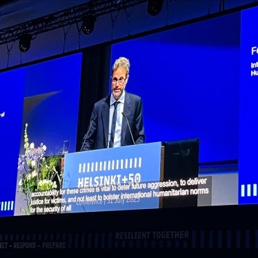 Federico Borello delivers a speech at the OSCE 50th Anniversary Conference in Helsinki, July 31 2025.