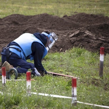 A humanitarian deminer at work in Mykolaiv region, Ukraine, April 16, 2025.
