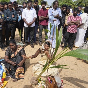 Tamils perform rituals in memory of their deceased family members on the strip of land in Mullivaikkal where civilians were trapped in 2009 during the final weeks of the civil war in Sri Lanka, May 17, 2024.