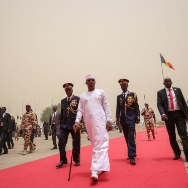 Chadian President Mahamat Idriss Déby (C) arrives for his inauguration at the Palace of Arts and Culture in N'Djamena on May 23, 2024.