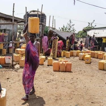Internally displaced people fetch water inside a camp in the outskirts of Juba, South Sudan, February 13, 2025.