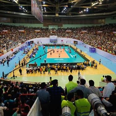Volleyball match in Tehran’s Azadi (“Freedom”) Sports Complex. Such matches in the 12,000-seat stadium are generally off-limits to Iranian women.