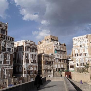 A woman walks on a bridge in the Old Sanaa city January 10, 2014. 