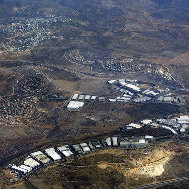 Barkan, located in the occupied West Bank, is an Israeli residential settlement and industrial zone that houses around 120 factories that export around 80 percent of their goods abroad. In the background is the Palestinian village of Khirbet Bani Hassan. 