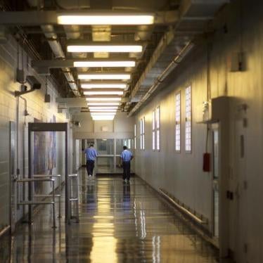 Inmates walk the hallways during a media tour of the Curran-Fromhold Correctional Facility in Philadelphia, Pennsylvania, August 7, 2015. 