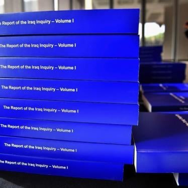 A view of The Iraq Inquiry Report presented by Sir John Chilcot at the Queen Elizabeth II Centre in Westminster, London, Britain July 6, 2016. 