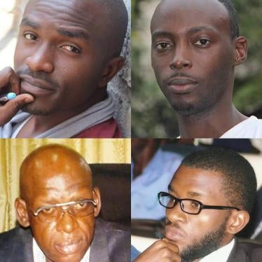 Composite photo showing, clockwise from upper left, activists Fred Bauma, Yves Makwambala, Jean-Marie Kalonji, and Christopher Ngoyi.