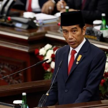 Indonesia's President Joko “Jokowi” Widodo delivers a speech in front of parliament members at the House of Representative building in Jakarta, Indonesia, August 16, 2016.