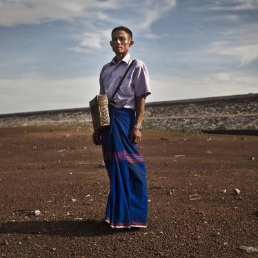 Aung Thay, who is protesting the Burmese government’s decision to seize his and others’ land near the Ye Bo dam, constructed in 2006. The government still has not provided financial or other compensation to him or his fellow villagers.