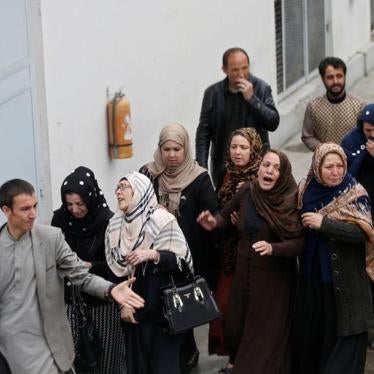 Relatives of victims mourn at a hospital after a suicide attack in Kabul, Afghanistan, on November 21, 2016. 