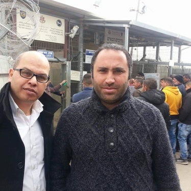 Issa Amro and Farid al-Atrash at Ofer Prison in the occupied West Bank on March 26, 2017.
