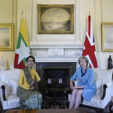 Britain's Prime Minister, Theresa May greets the Burmese leader and State Counsellor, Daw Aung San Suu Kyi in N10 Downing street in London, Britain 13 September 2016.