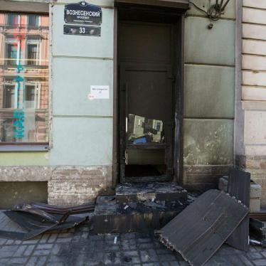 burnt door St. Petersburg Navalny