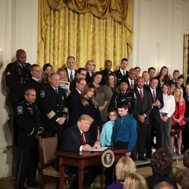 US President Donald Trump signs a presidential public health emergency declaration on the nation's opioid crisis in the East Room of the White House in Washington, DC.