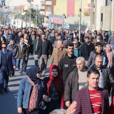 Protesters attend a demonstration against the Kurdish Regional Government (KRG) in Sulaimaniya in the Kurdistan Region of Iraq, Dec. 18, 2017.