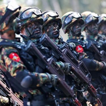 Myanmar troops take part in a military exercise, February 3, 2018.