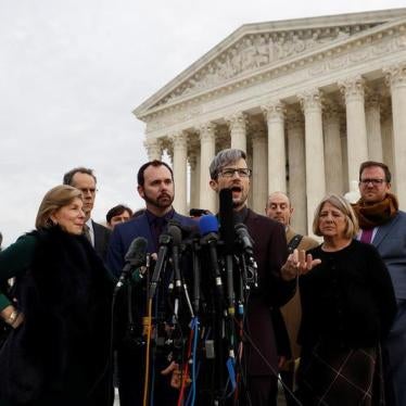 David Mullins speaks to the media following oral arguments in the Masterpiece Cakeshop vs. Colorado Civil Rights Commission case at the Supreme Court in Washington, US, December 5, 2017. 