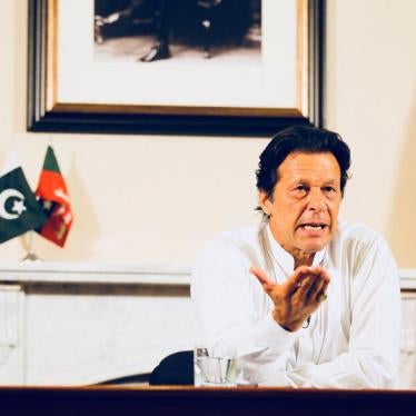 Newly elected Pakistani Prime Minister Imran Khan addresses the nation after the general election results were announced in Islamabad on July 26, 2018. © 2018 Muhammad Reza/Anadolu Agency/Getty Images