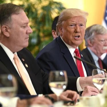 President Donald Trump, Commerce Secretary Wilbur Ross, Secretary of State Mike Pompeo, National security adviser John Bolton, and White House trade adviser Peter Navarro, speak with Saudi Arabia's Crown Prince Mohammed bin Salman