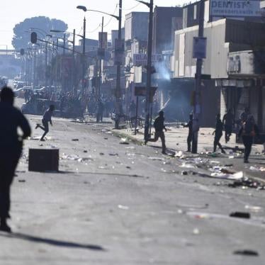 Stones and bricks are seen on a street on the outskirts of Johannesburg, Monday Sept. 2, 2019. Police had earlier fired rubber bullets as they struggled to stop looters who targeted businesses as unrest broke out in several spots in and around the city. 