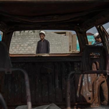A car burned during a raid by the Khost Protection Force in Tani district, Khost province, Afghanistan, July 28, 2019.