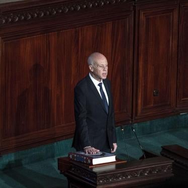 Kais Saied during the sworn ceremony in Bardo, Tunis, Tunisia on October 23, 2019.