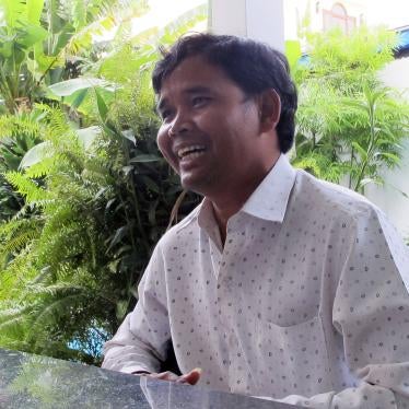 Cambodian environmentalist Ouch Leng speaks during an interview with the Associated Press in Phnom Penh, Cambodia, on February 3, 2016. 